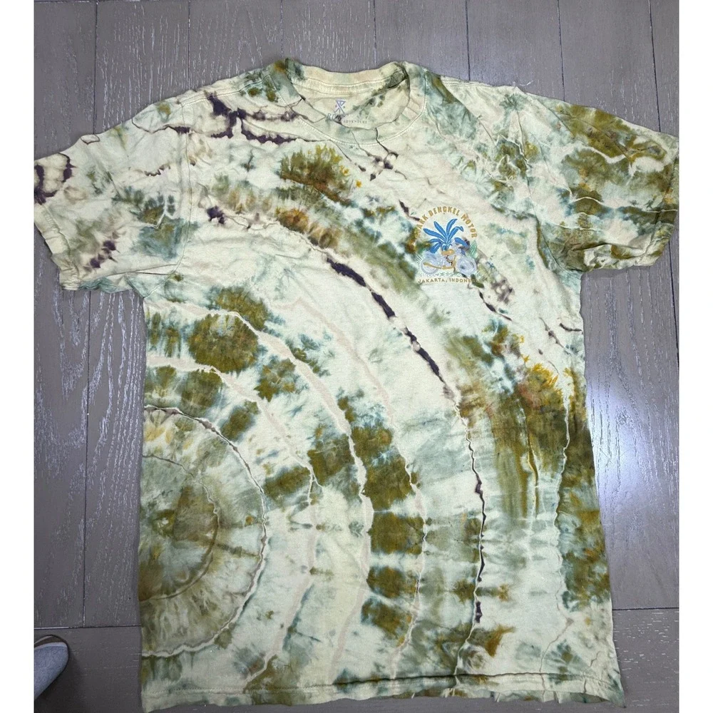 Roark T-Shirt CUSTOM Medium Green Tie Dye Bengkel Motor Jakarta Graphic